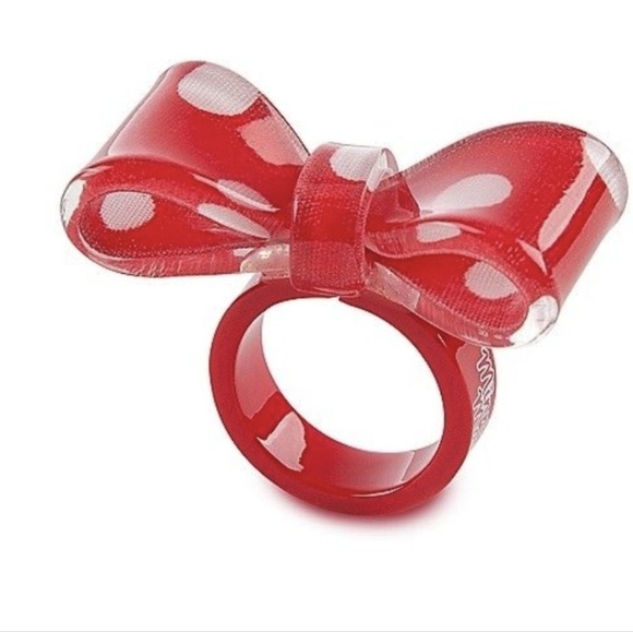 Disney Minnie Mouse Signature Red & White  Acrylic Bow Ring Sz 6 main image 1